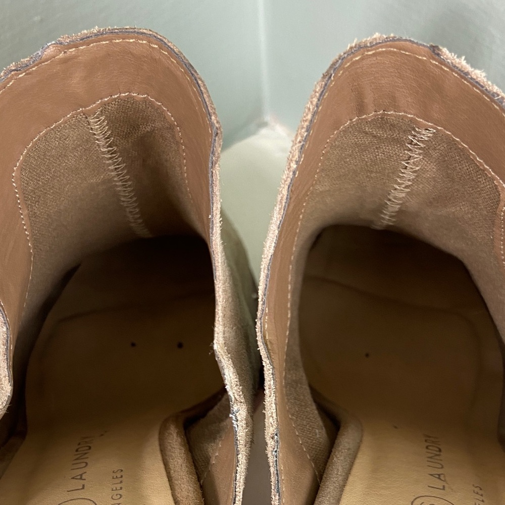 Chinese Laundry Suede Leather Tan Women's Mules Booties Block Heels 9.5 - Picture 7 of 13